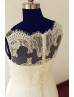Ivory Eyelash Lace Tulle Romantic Wedding Dress With Decorative Buttons